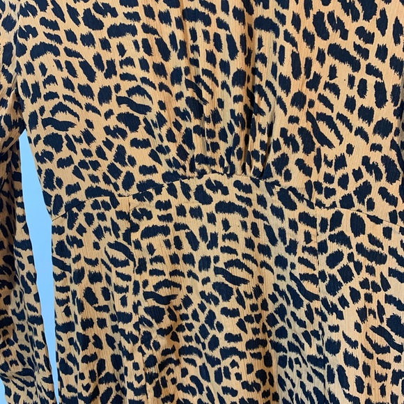 Missguided - Brown Leopard Print Long Sleeve Midi Dress, Size US 2 - Picture 8 of 10